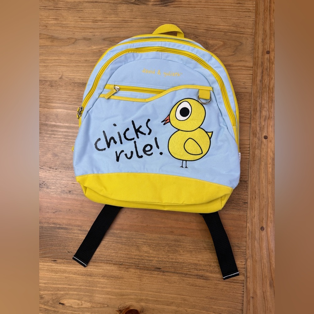 David & Goliath Y2K Chicks Rule! Yellow Duck Large Backpack NEW